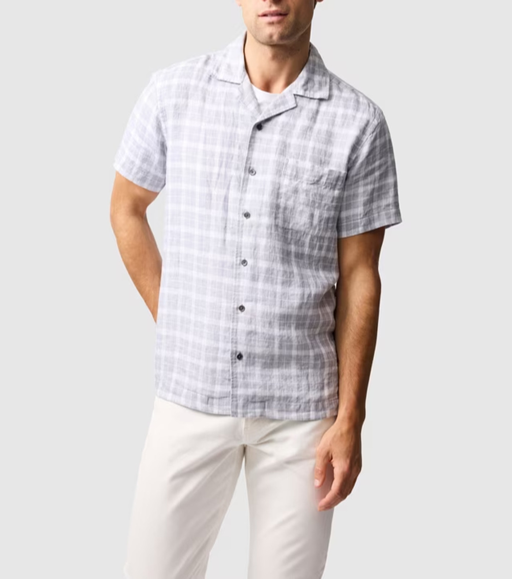 Rodd & Gunn 100% Linen Shirt Sport Fit Pocket Old Money Capsule Gray L A010672